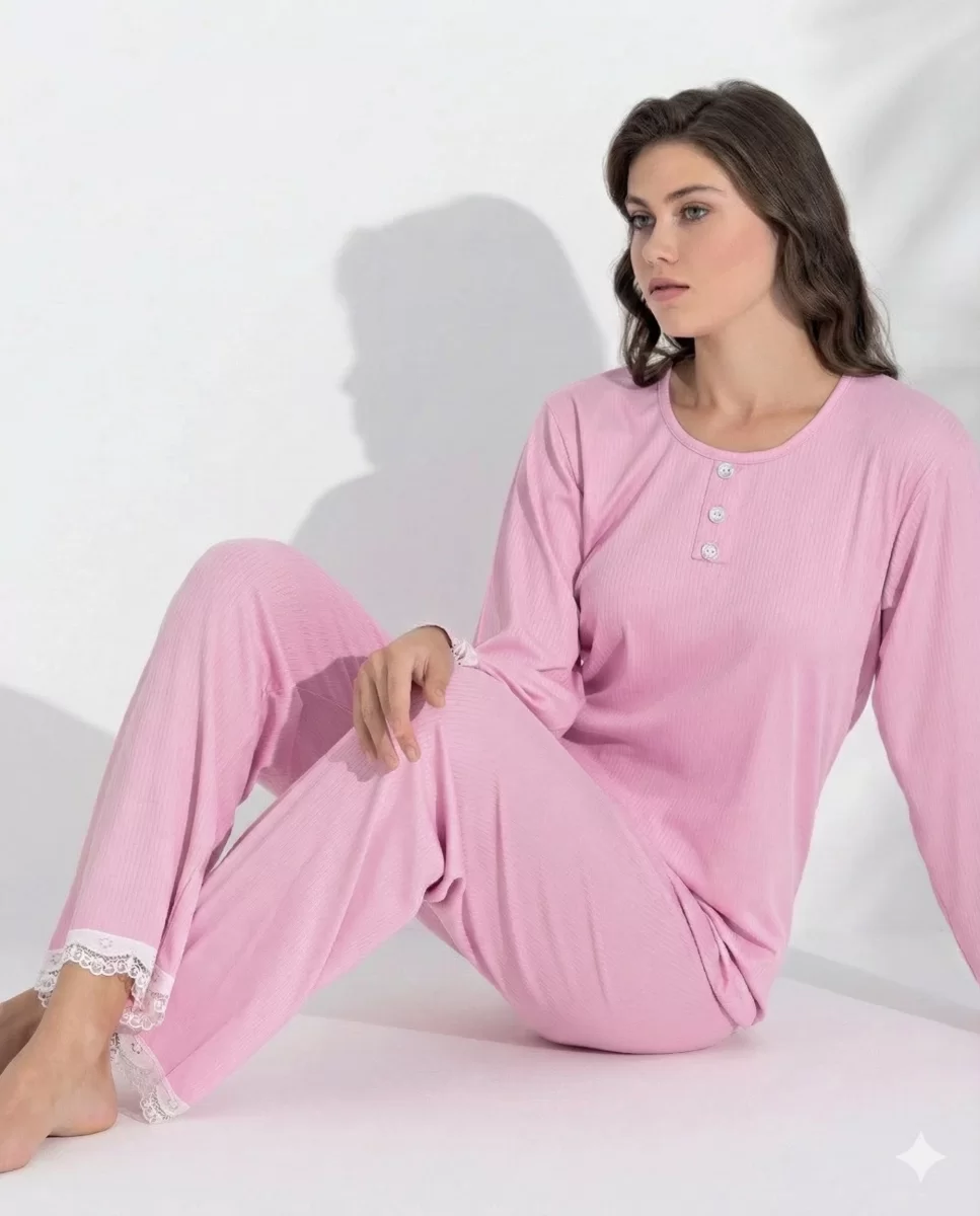 Boyraz 06039 Kadın İnterlok Kumaş Uzun Kol Pijama Takımı