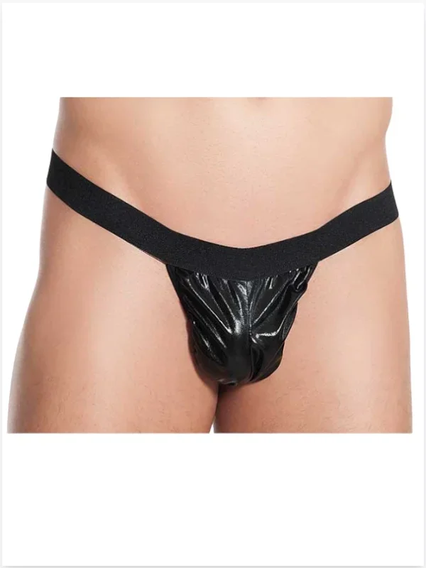 Fantezi Siyah Lame Seksi Erkek String - Tanga