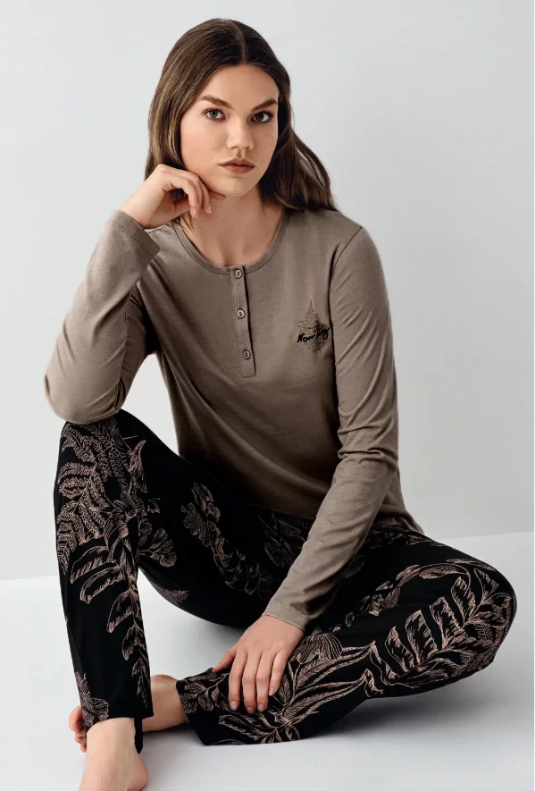 Arnetta 3439-X Kadın Battal Uzun Kol Pijama Takım