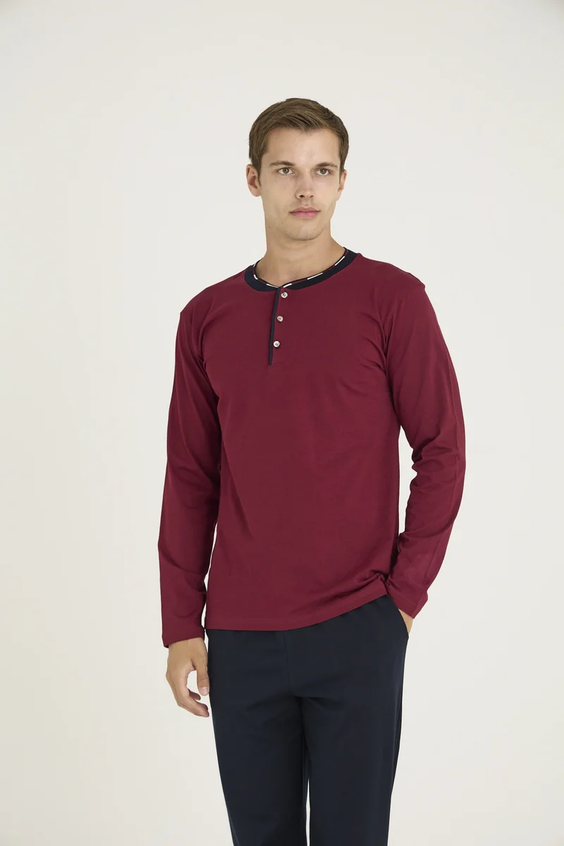 9245 Erkek Midi Yaka Pijama Takım