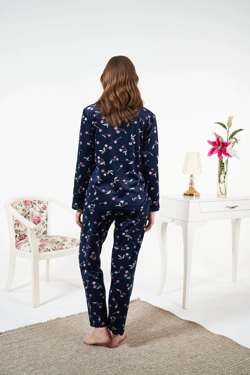Estiva 25367 Gömlek Yaka Kadife Pijama Takımı