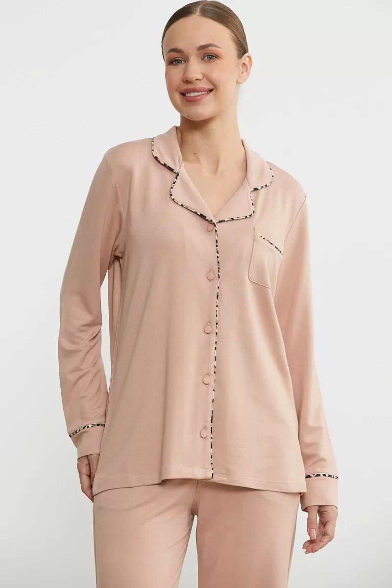 Sementa 76444 Düz Renk Gömlek Model Pijama Takım