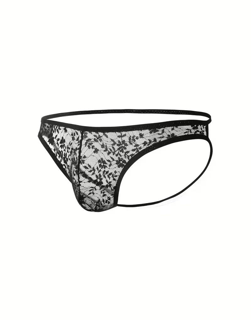 Seksi Dantelli Arkası Açık Seksi Siyah Erkek Külot