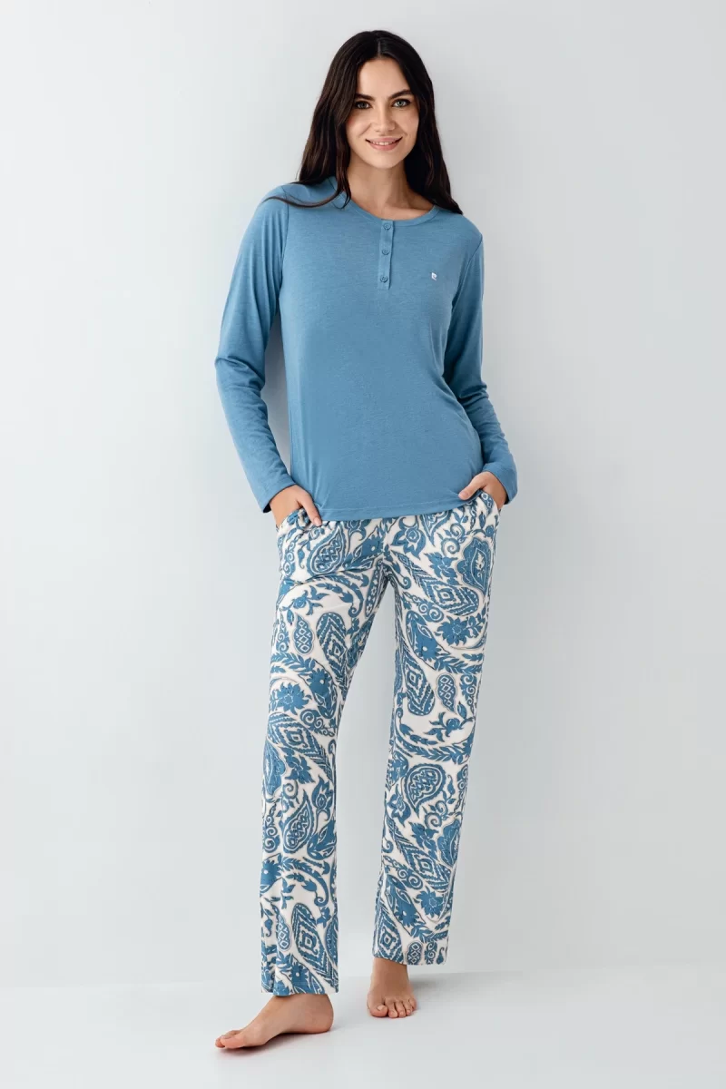 Pierre Cardin 9075-S Kadın Uzun Kol Pijama Takım
