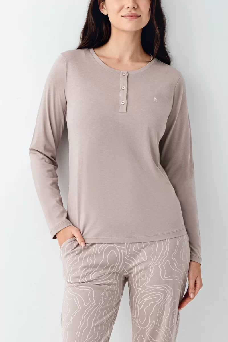 Pierre Cardin 9097-X Kadın Battal Uzun Kol Pijama Takım