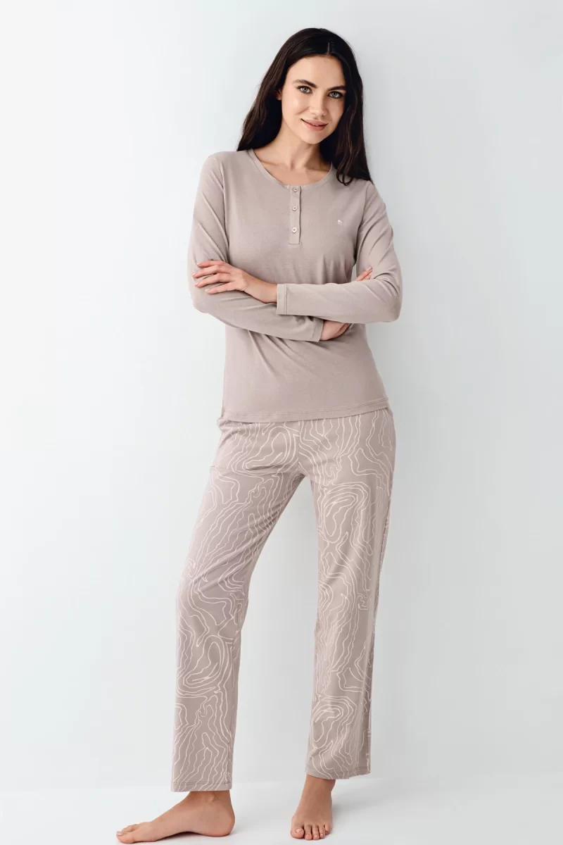 Pierre Cardin 9097-S Kadın Uzun Kol Pijama Takım