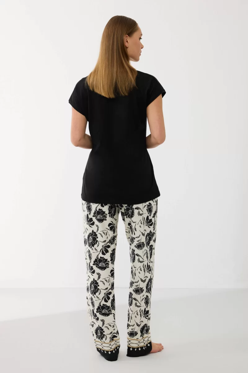 Anıl 11709 Kadın Kısa Kol Tencel Kumaş Desenli Pijama Takımı