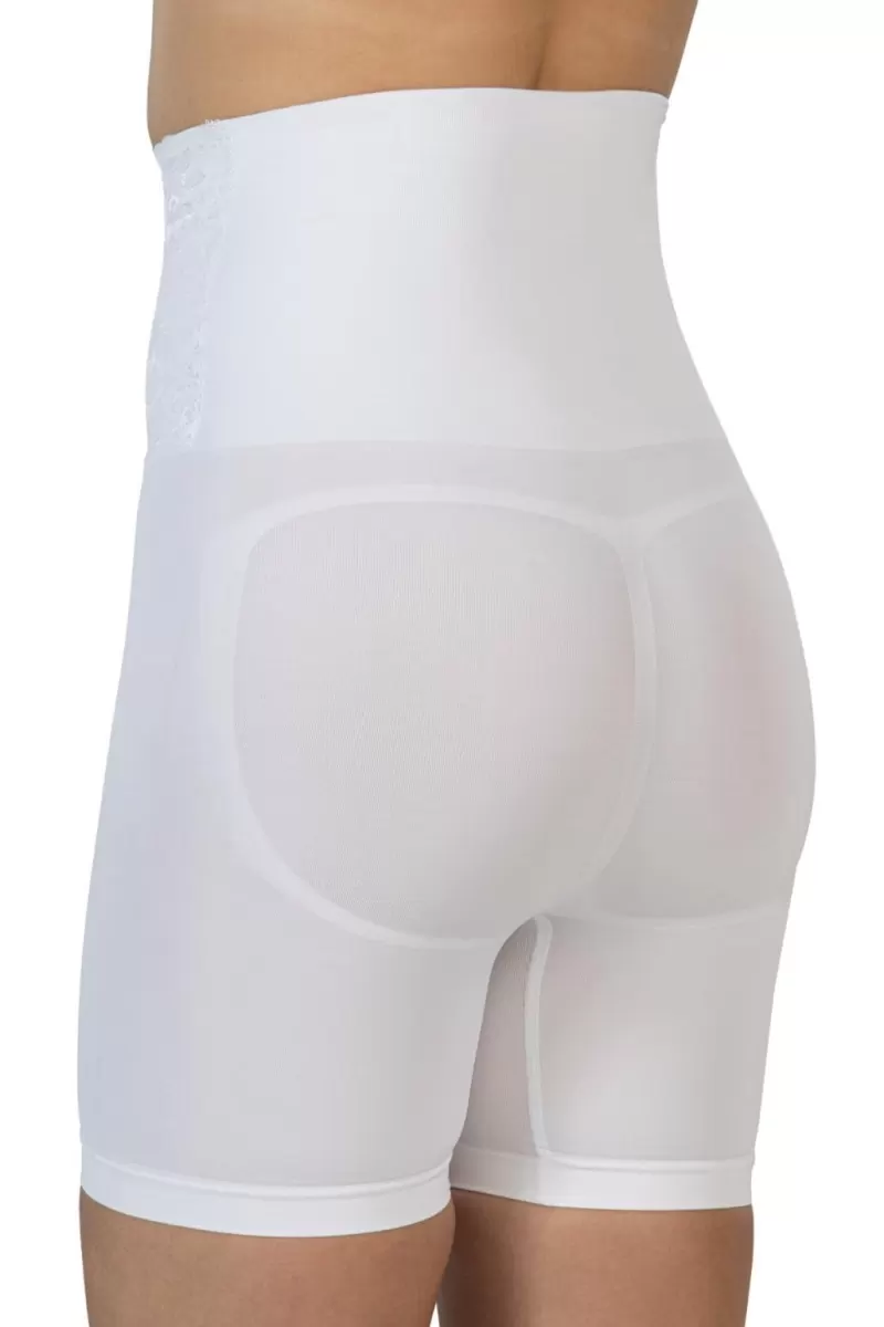 Beyaz  2091 Önü Dantelli Yüksek Bel Boxer Korse
