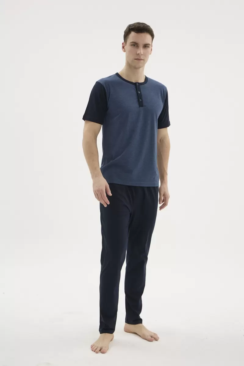 Kocabey 2205 Erkek Battal Midi Yaka Pijama Takım