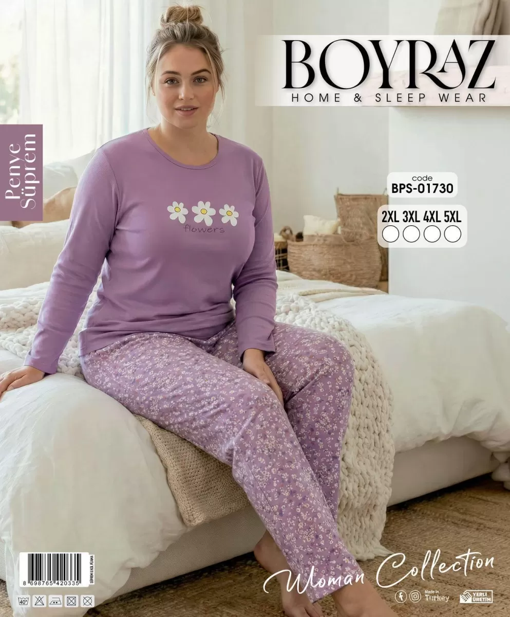 Boyraz BPS-01730 Kadın Battal Uzun Kollu Pijama Takımı