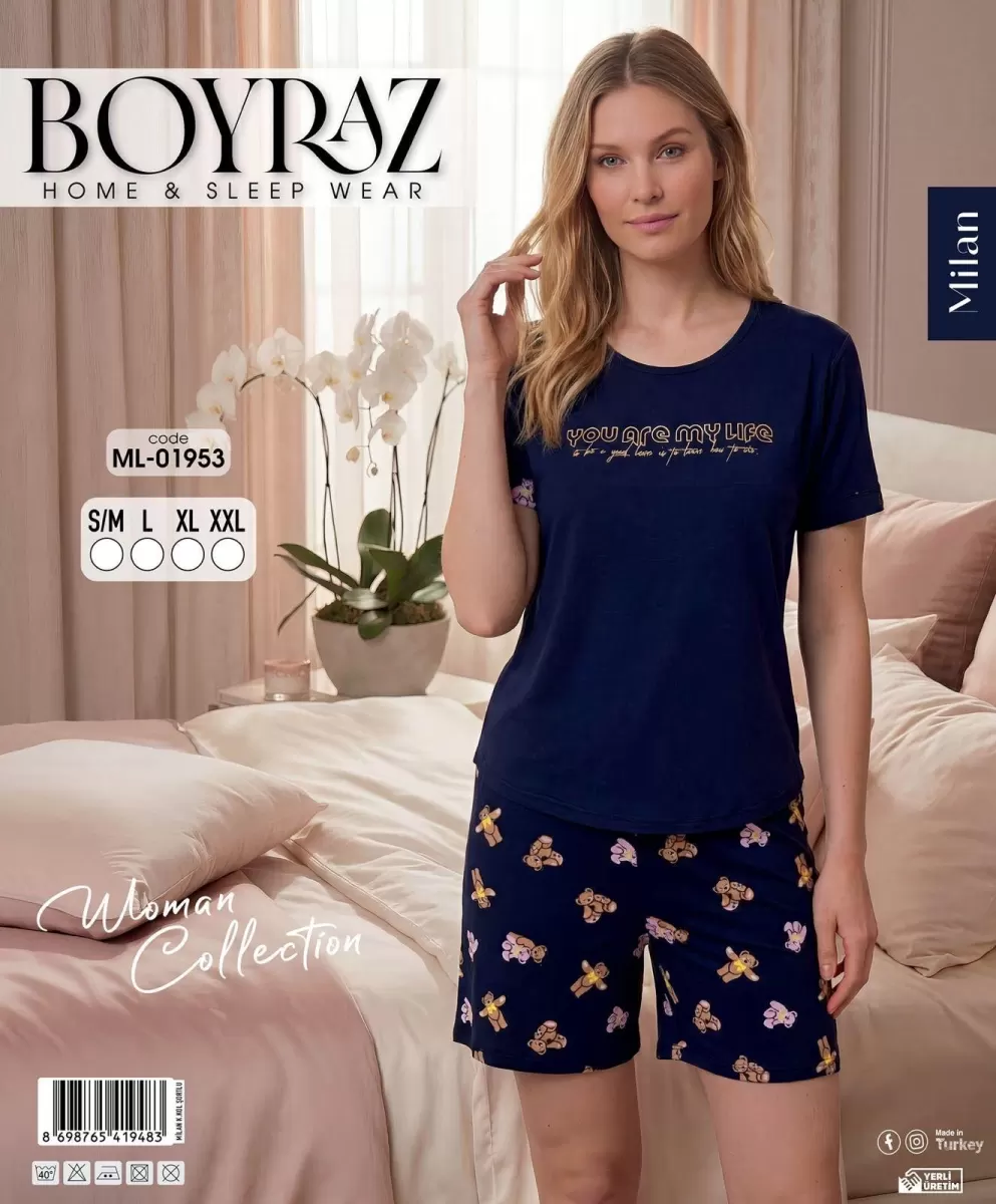 Boyraz ML-01953 Kadın Milan Kısa Kol Şortlu Takım