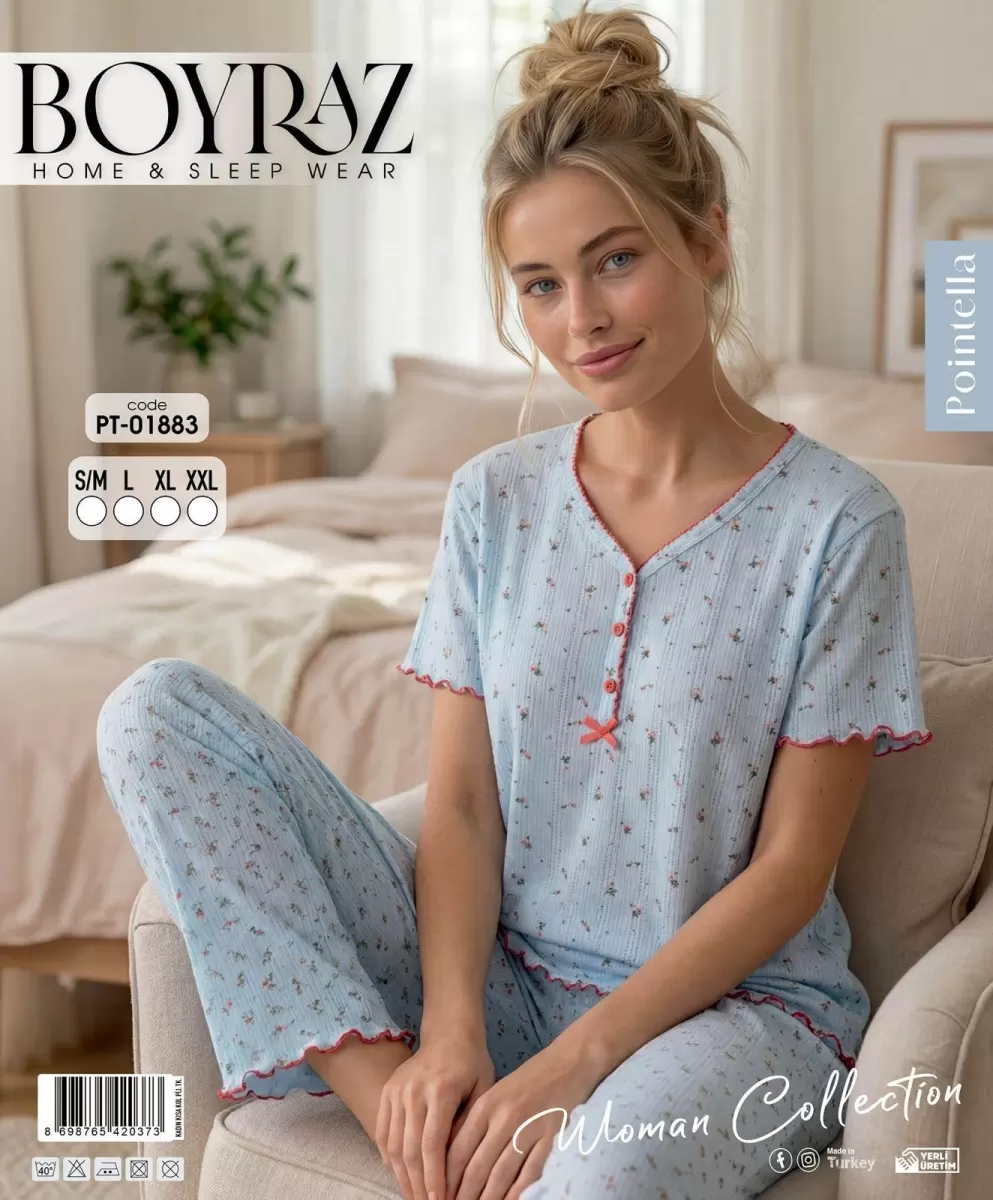 Boyraz PT-01883 Kadın Pointella Kısa Kol Pijama Takımı