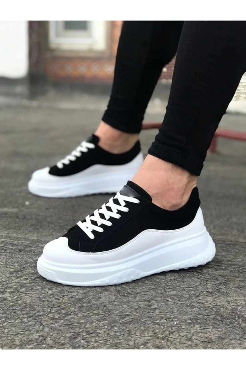 JY507 Alone Bağcıklı Süet Cilt Erkek Günlük Sneaker Ayakkabı SCBT Siyah/Beyaz