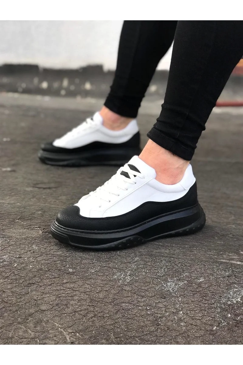 JY507 Alone Bağcıklı Cilt Erkek Günlük Sneaker Ayakkabı CST Beyaz/Siyah
