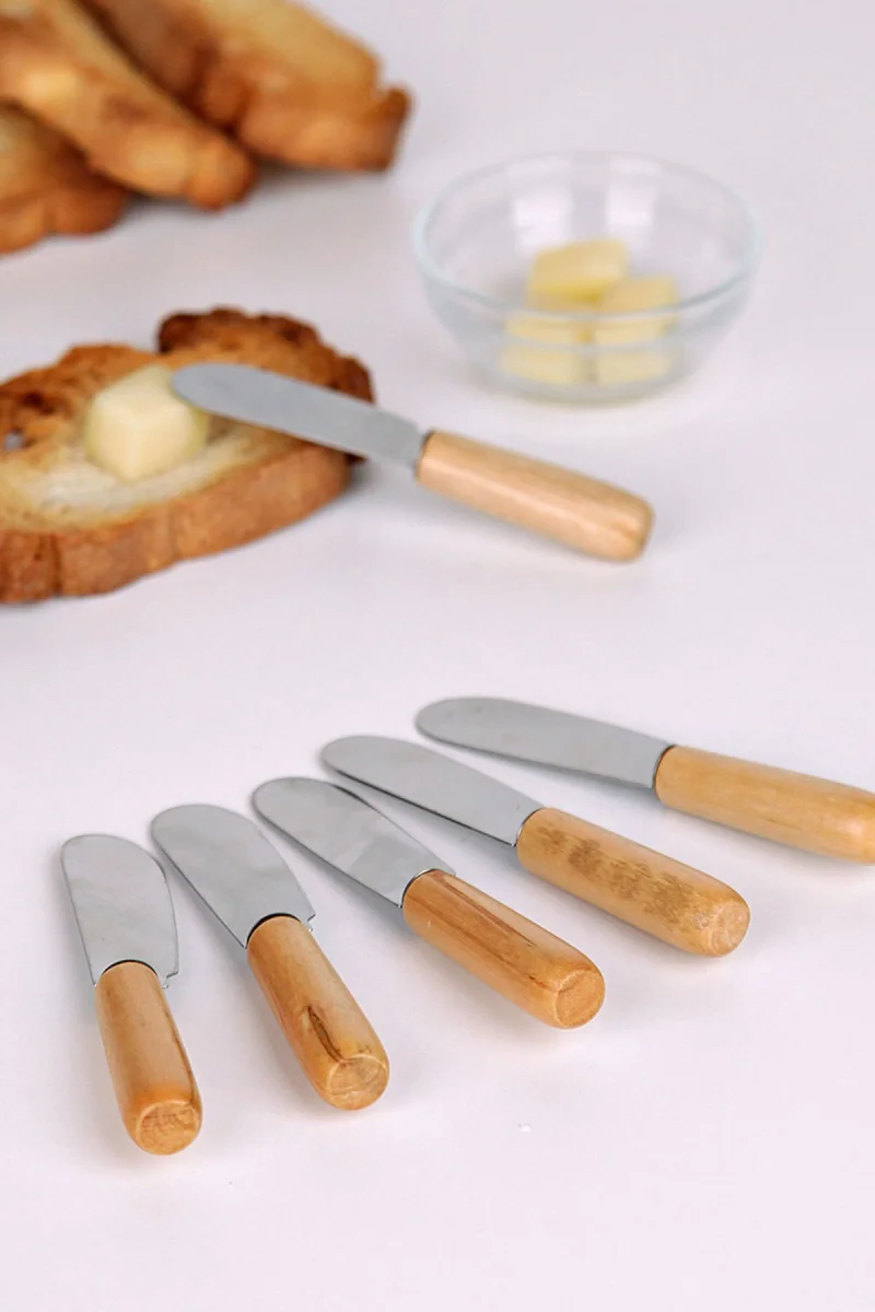 Tereyağı Bıçağı - Mini Spatula Ahşap Saplı 6 Adet
