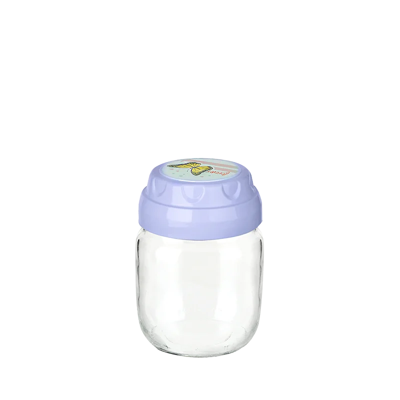 3lü Set Vintage Dekoratif Desenli Cam Kavanoz 425ml - 14,3 oz