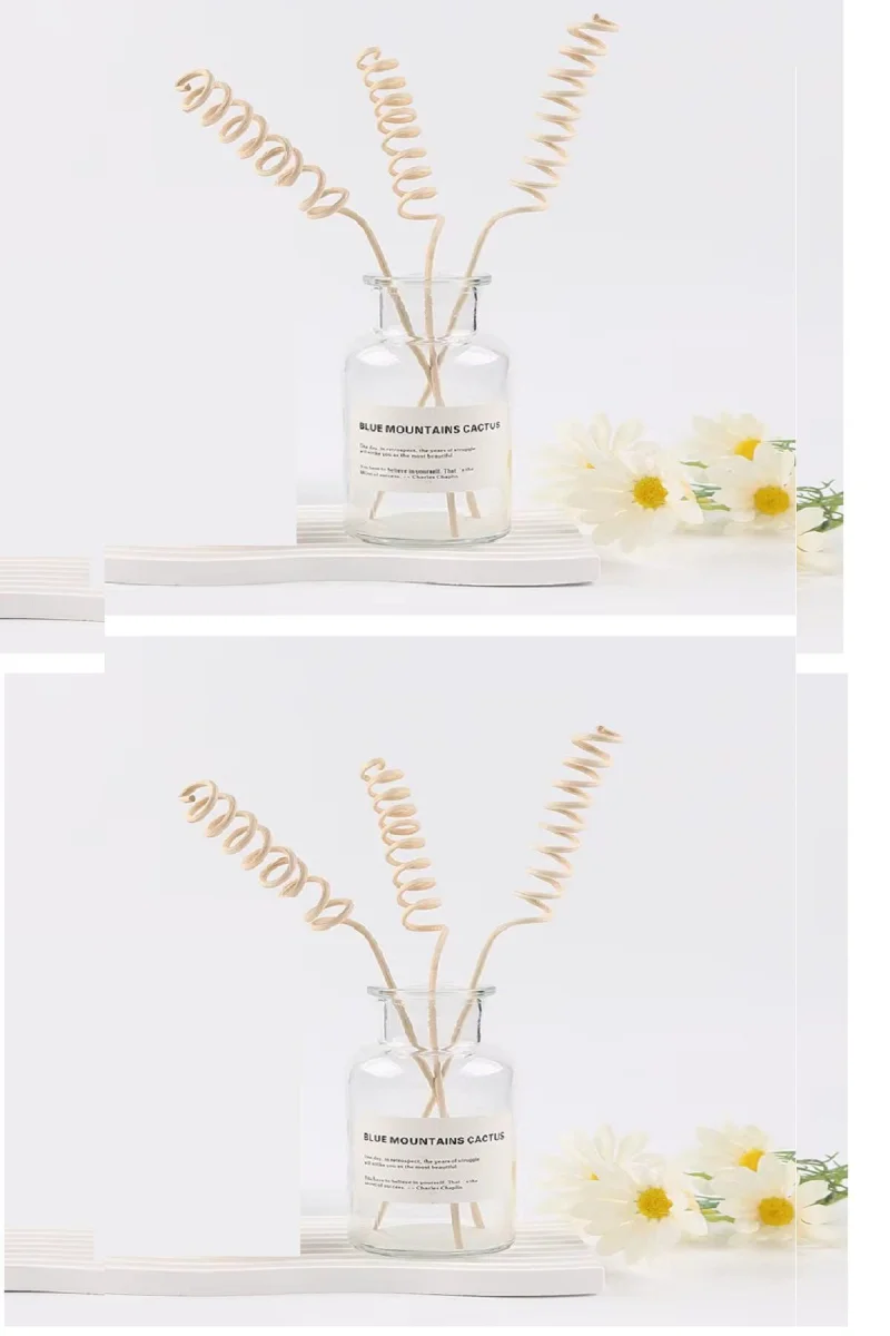 3 Tek Adet 3 Model Aromaterapi Koku Dağıtıcı Rattan Şişe Ahşap Difüzör Çubuk (Spiral-Yaprak-Dalgalı)