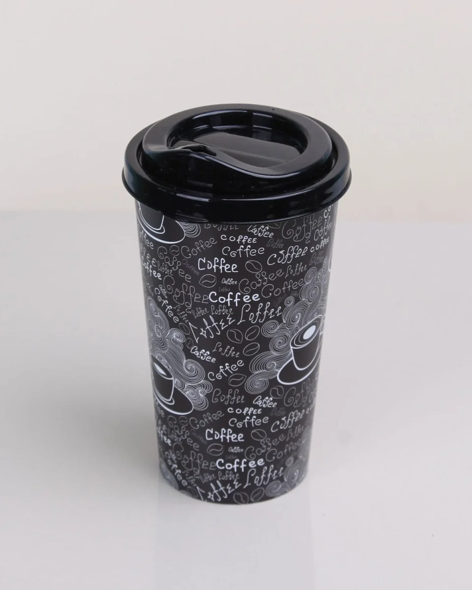 4 Adet Kahve Bardağı Kapaklı Desenli 650ML