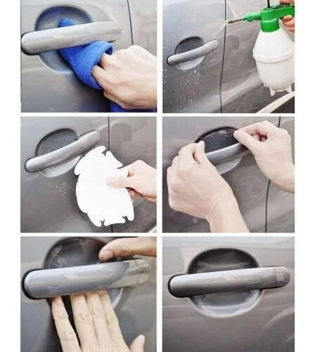 5li Set Araba Kapı Kolu Koruyucu Çizilme Önleyici Şeffaf Sticker Film Koruma Seti